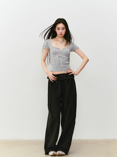 Bow Square Collar T-shirt VIA0305