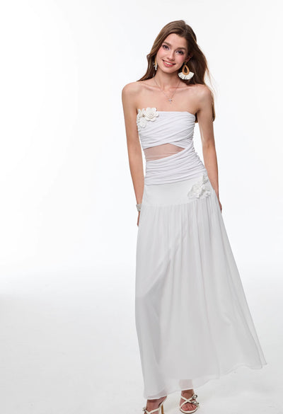 Flower White Long Skirt 4MU0142