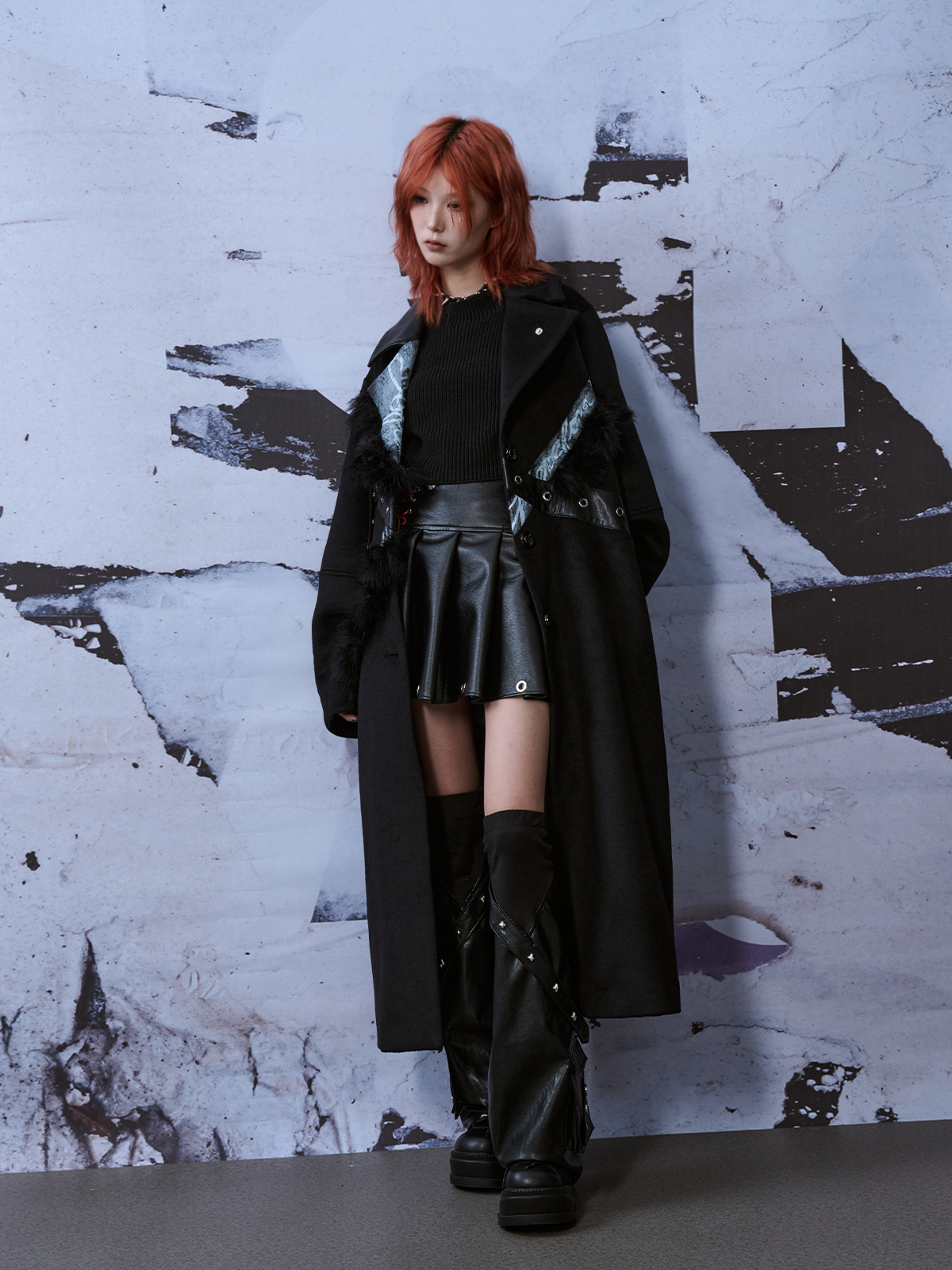 Punk Rock Niche Wool Long Coat FRU0041