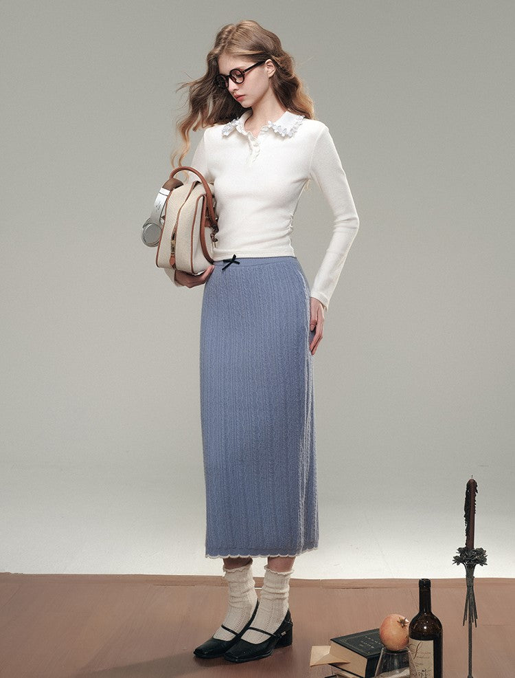 Unnamed Sea Blue Knitted Cardigan/Long Skirt GRO0081