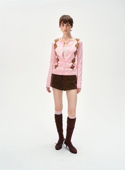 Diamond-shaped Knitted Cardigan CUR0256