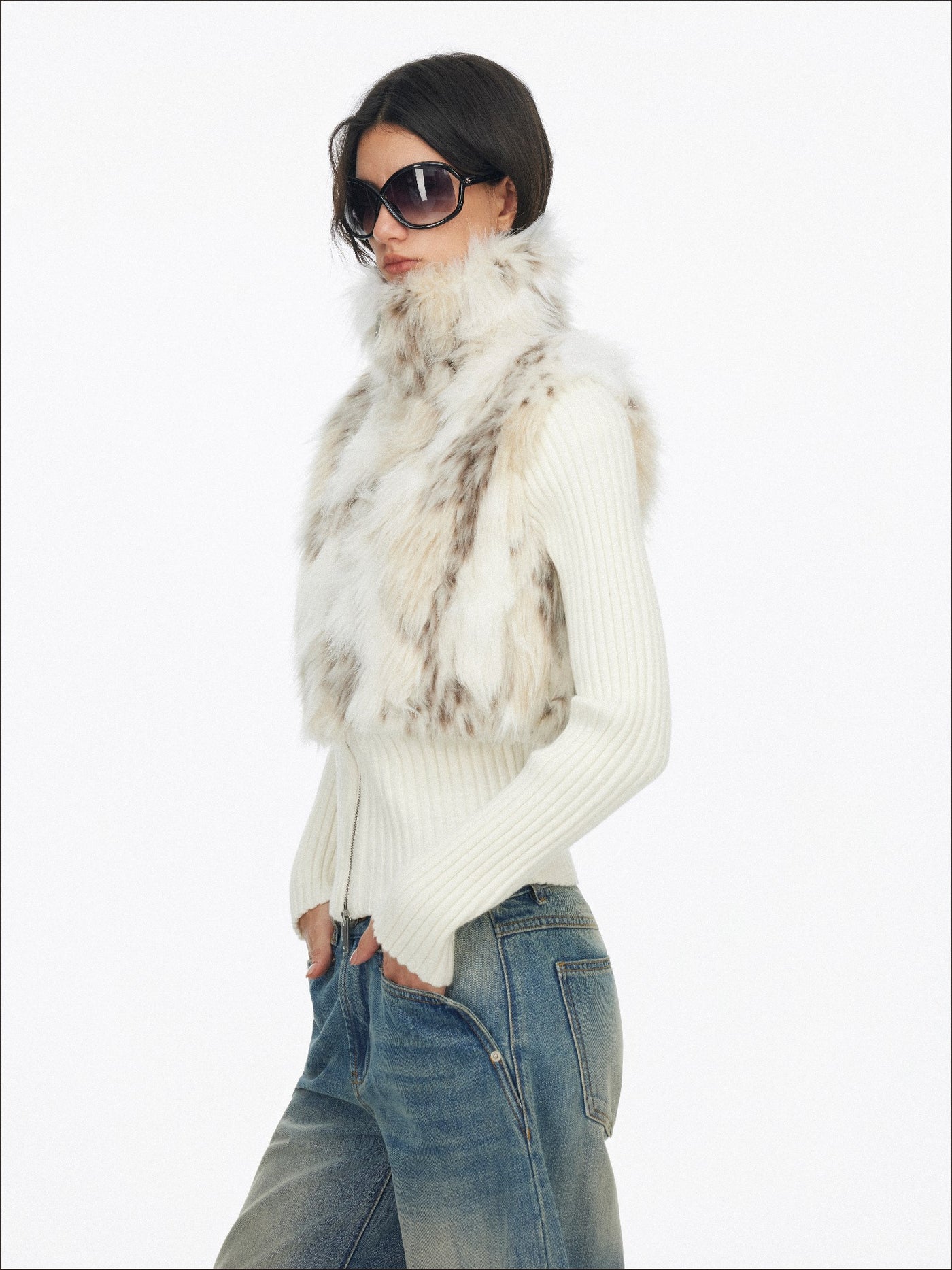 Eco-friendly Fur Patchwork Knit Jacket SAL0194