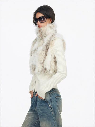 Eco-friendly Fur Patchwork Knit Jacket SAL0194