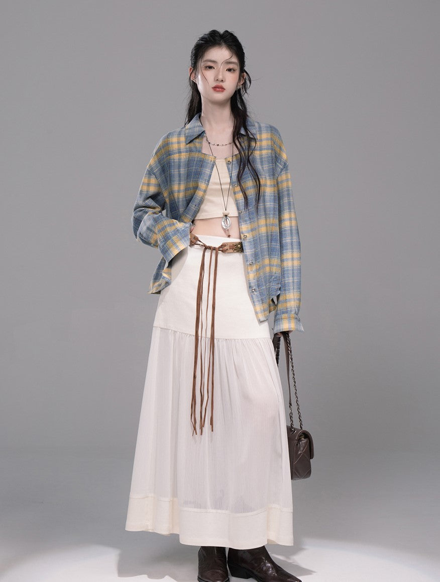 Blue and Yellow Plaid Shirt/Skirt COT0335
