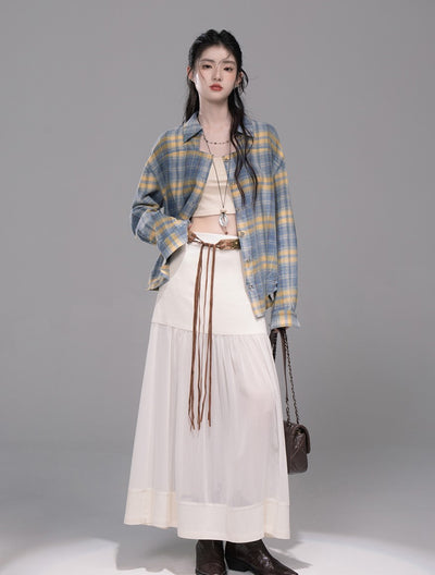 Blue and Yellow Plaid Shirt/Skirt COT0335