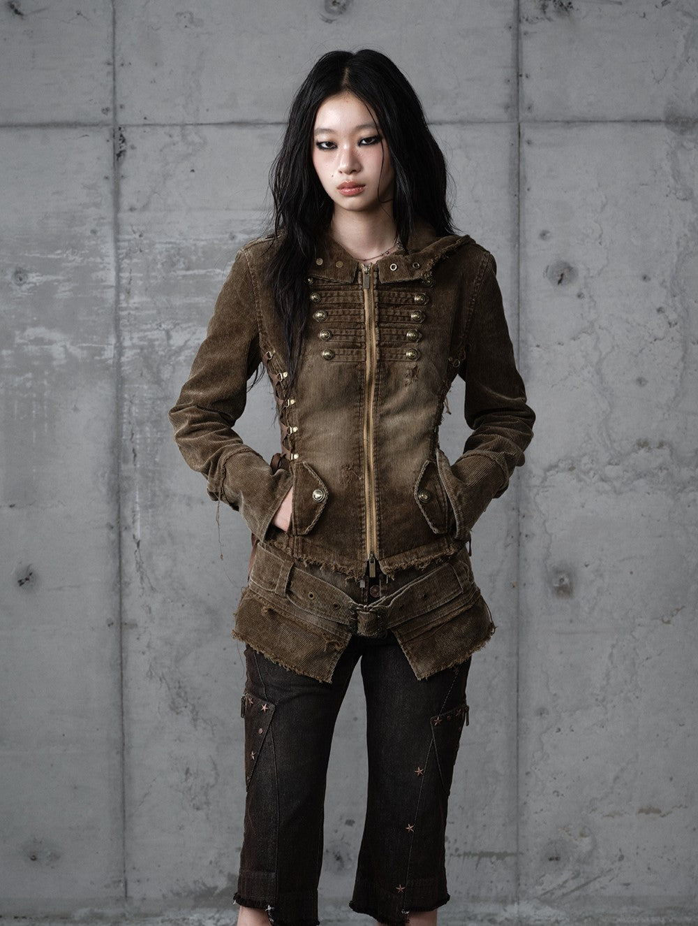 Corduroy Detachable Hooded Jacket NOR0201
