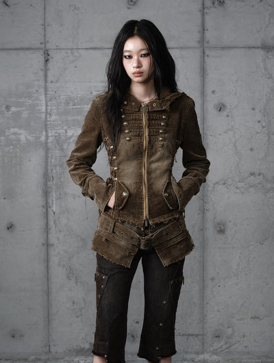 Corduroy Detachable Hooded Jacket NOR0201