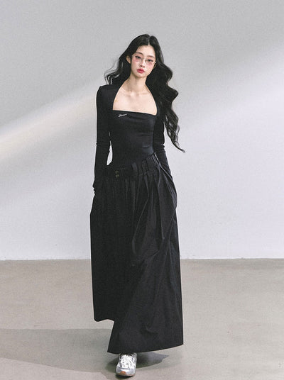 Slim Pleated Long Dress DIA0558
