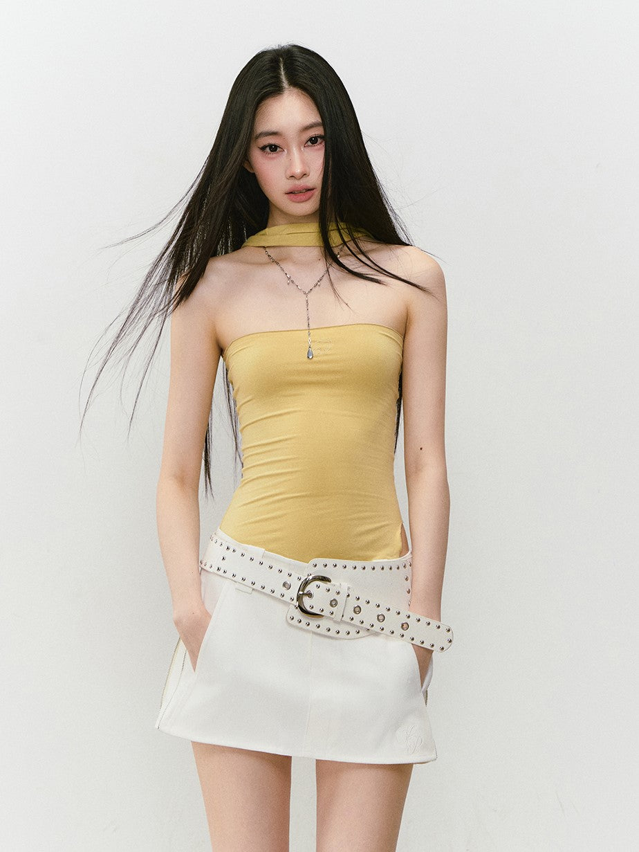 Double-side Zipper A-line Short Skirt VIA0319