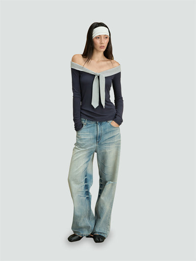 Gradient Washed Design Ripped Jeans CUR0243