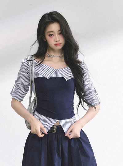 Large Collar Short-sleeved Shirt DIA0527