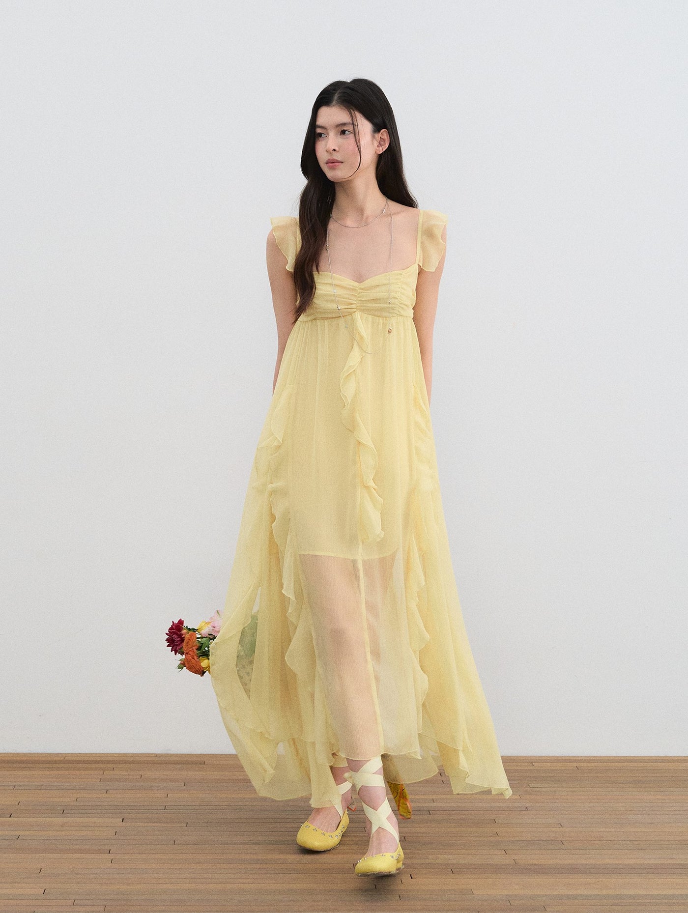 Small Flying Sleeves Ruffle Dress LAL0196