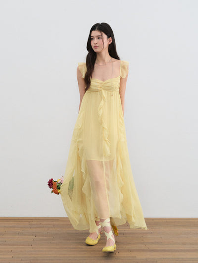 Small Flying Sleeves Ruffle Dress LAL0196