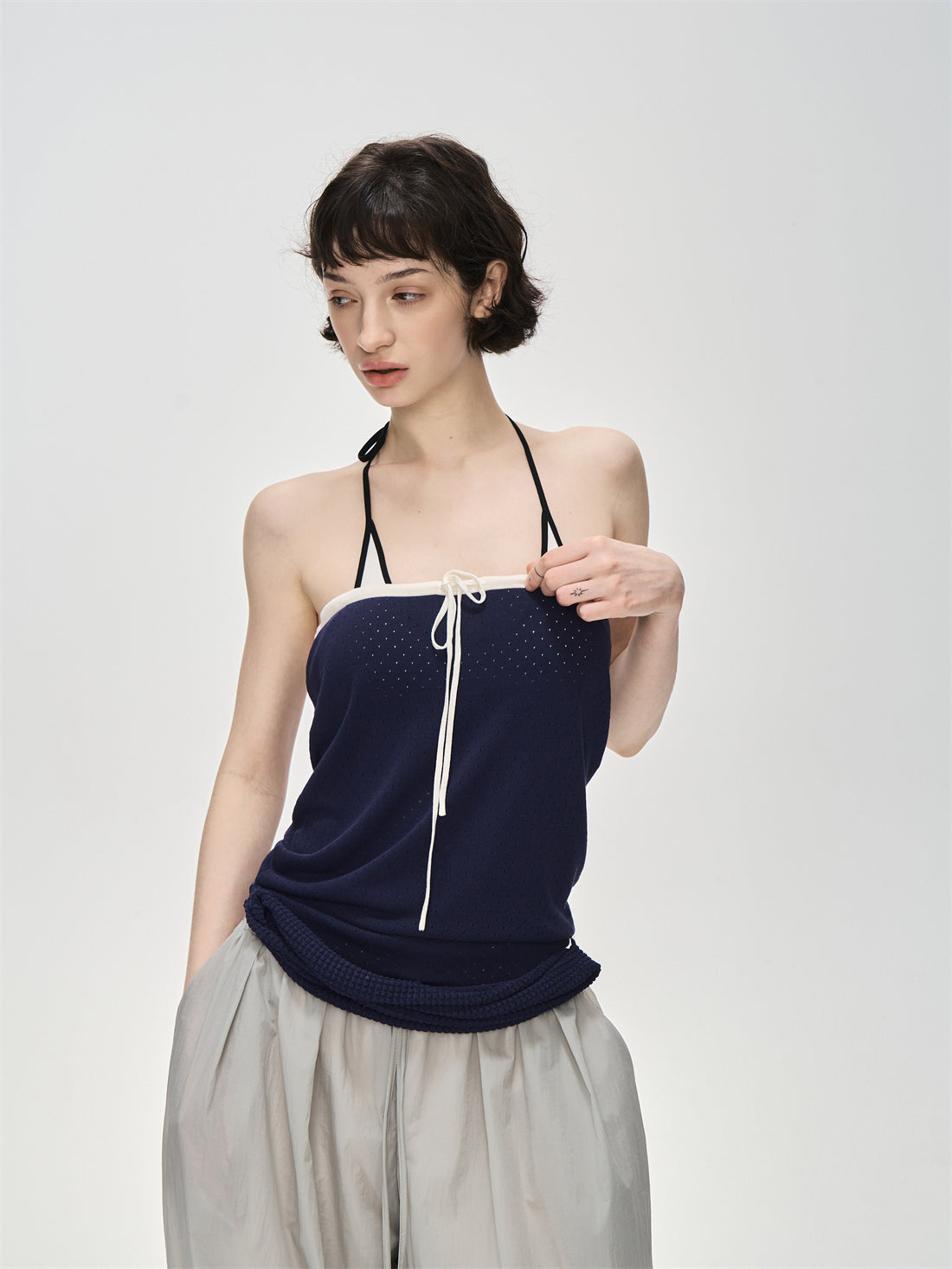 Drape Hem Mesh Camisole CUR0230