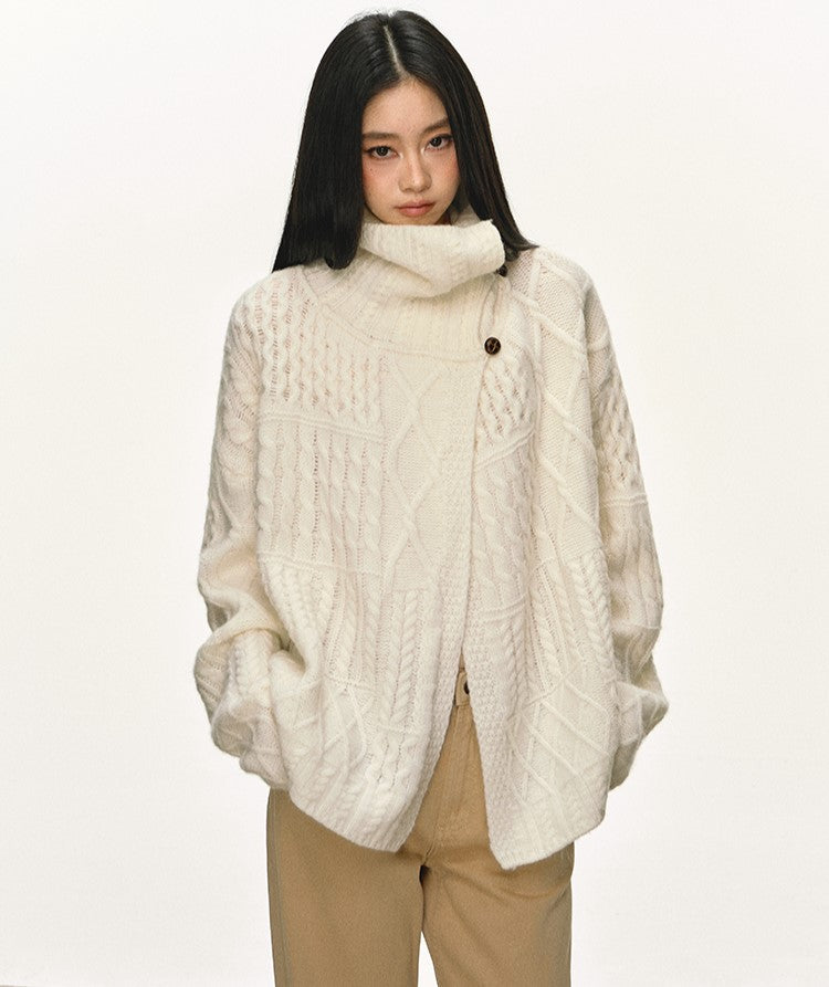 High-Neck Relaxed Design Unique Sweater ANA0083