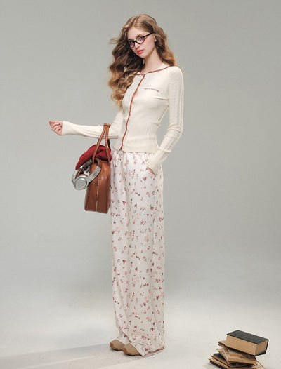 Red Rose Floral Design Print Casual Pants/Skirt GRO0075