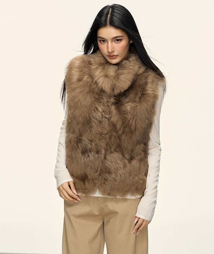 Stand Collar Short Fur Warm Vest Jacket ANA0111