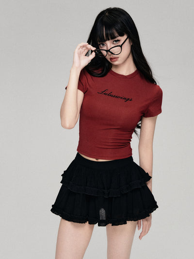 Logo Letter Print Round Neck Short-sleeved T-shirt LUL0066