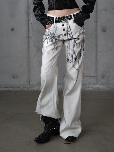 Chain Print Wide-leg  Jeans NOR0195