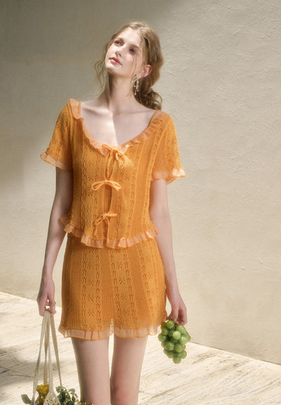Knitted Lace Camisole/Cardigan/Skirt GRO0165