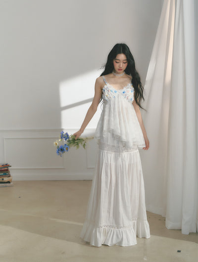 White Flower Printed Lace Camisole SAL0177