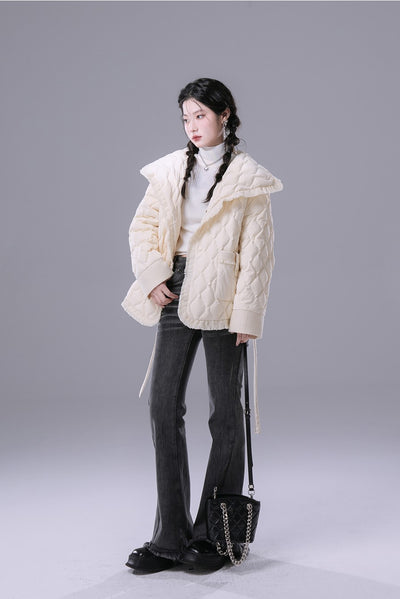 Cream Puff White Large Collar Down Jacket COT0170