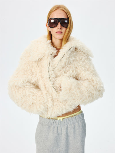 Large Lapel Eco-friendly Fur Short Coat CUR0266