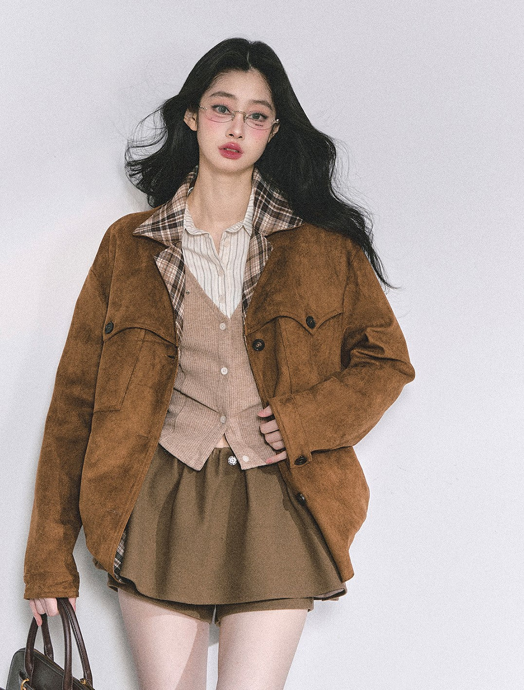 Brown Jacket/Plaid Skirt/Tutu Skirt/Top DIA0553