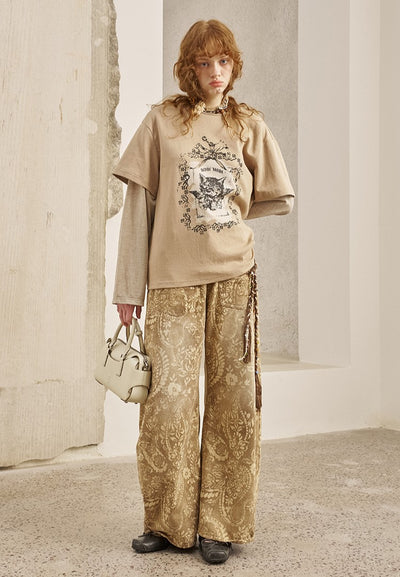 Paisley Print Wide-leg Jeans DID0252