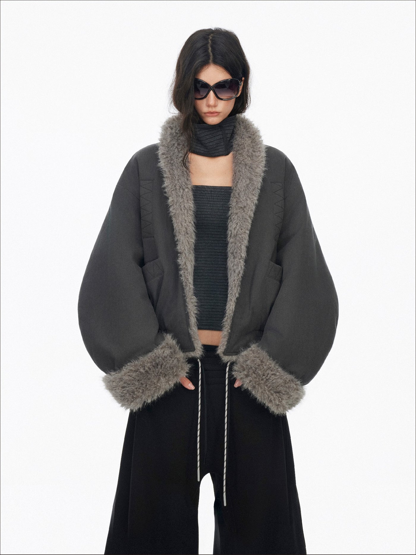 Fur Collar Patchwork Cotton Coat SAL0198
