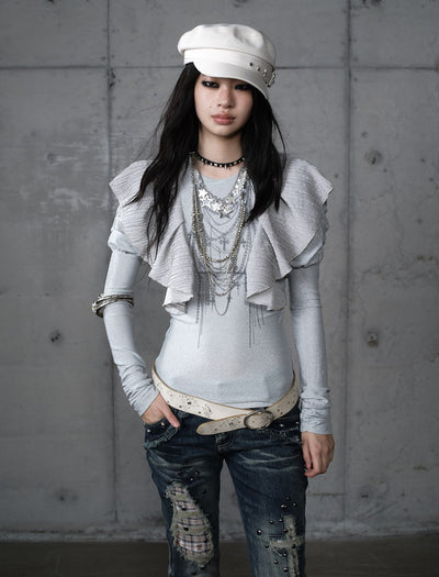 Butterfly Puff Sleeve Print T-shirt NOR0193