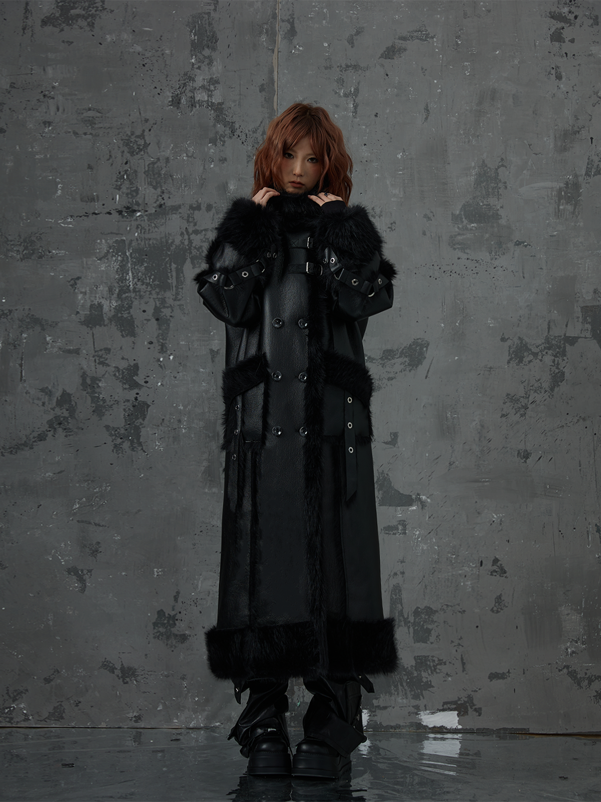 Dark Punk High-end Long Fur Coat FRU0052