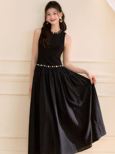 Beaded Sleeveless Long Dress OSH0126