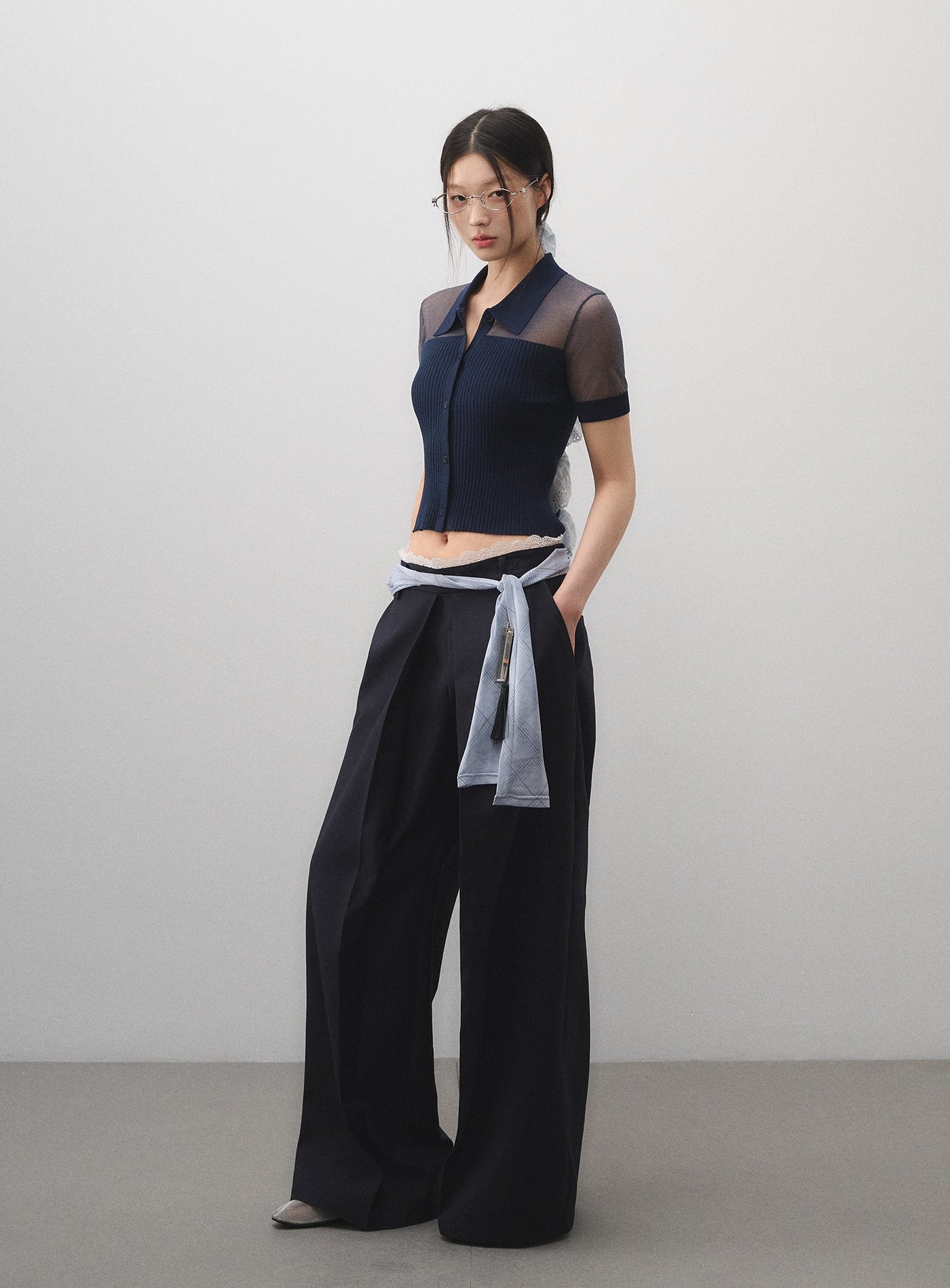 Lace Waist Straight Suit Pants LAL0177