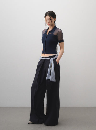 Lace Waist Straight Suit Pants LAL0177