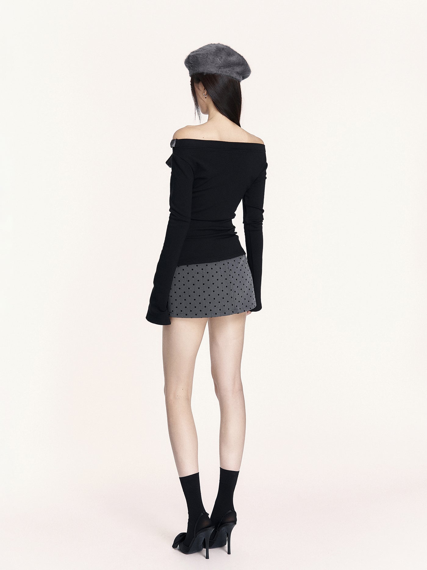 Polka Dot Lace Long-sleeved T-shirt VOC0432