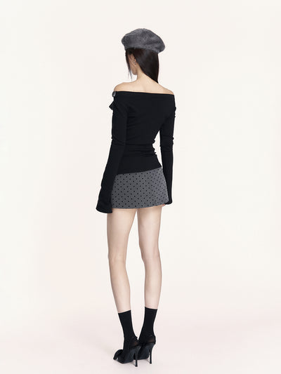 Polka Dot Lace Long-sleeved T-shirt VOC0432