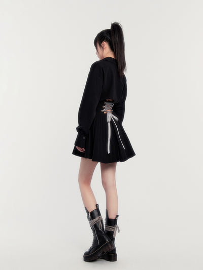 Backless Pleated Shirt Dress VOC0420