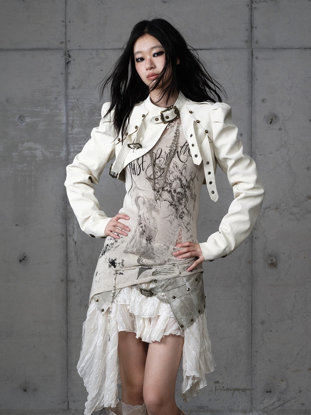 Punk Stand Collar Short Leather Jacket NOR0203