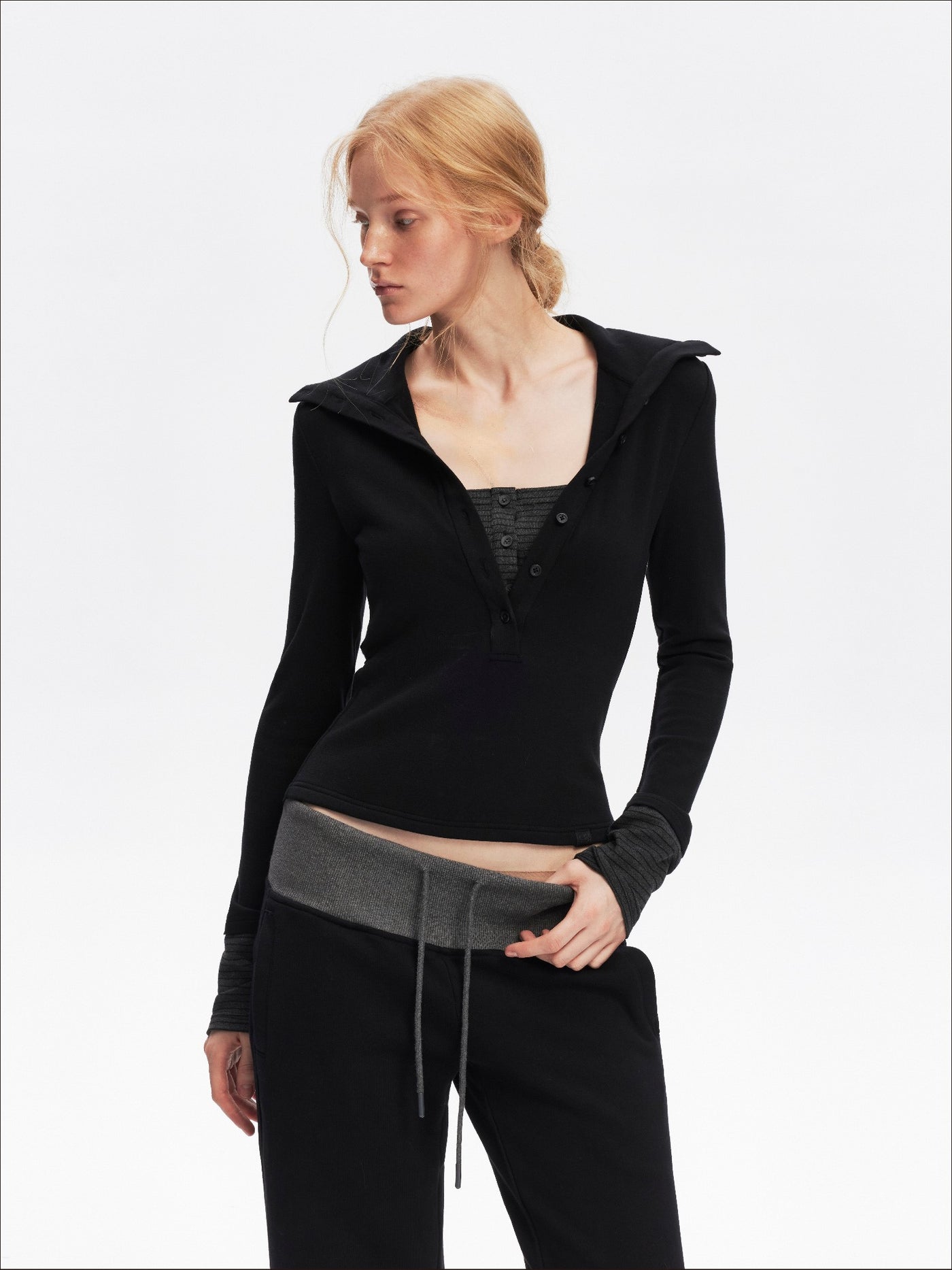 Stand Henley Collar Casual T-shirt SAL0204