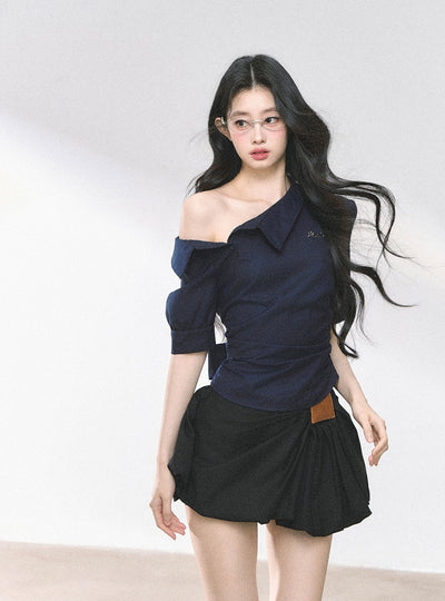 High-end French off-shoulder Shirt DIA0505