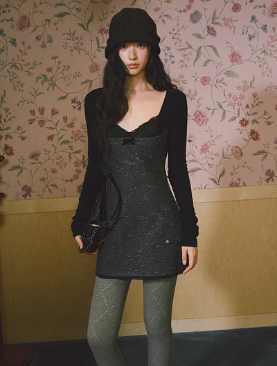 Square Neck Thick Sophisticated Dress LAL0233