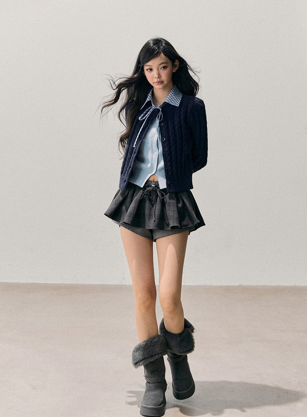 Plaid Shirt Collar Faux Two-Piece Sweater DIA0722