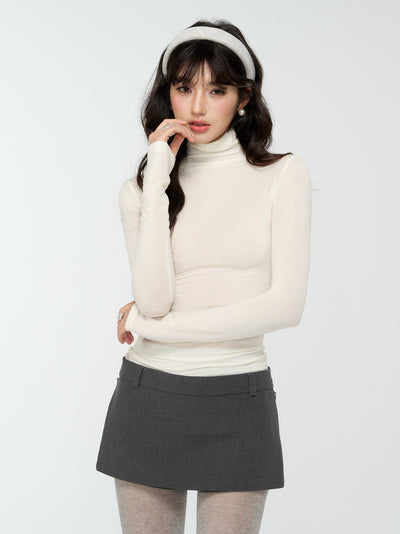 Turtleneck Rhinestone Cross Basic Top 4MU0175