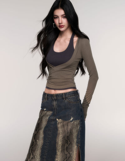 Two-Piece  Halter Neck T-Shirt LUL0204