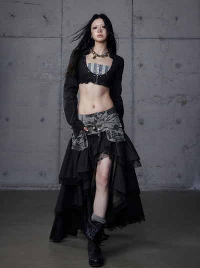 Punk Irregular Cake Long Skirt NOR0186