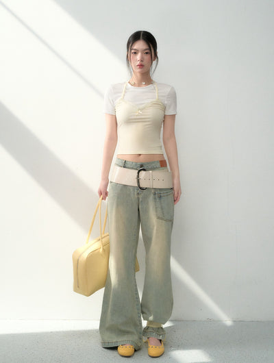 Washed Casual Loose Flared Jeans LAL0191
