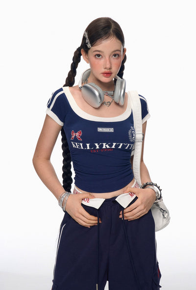 American Sports Casual T-shirt/Short Skirt DIA0179