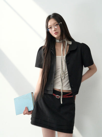 Doll Collar Jacker/A-line Short Skirt LAL0184