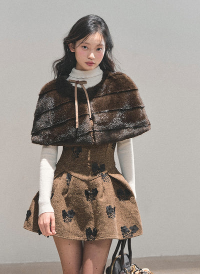 Two-Piece Flower Dress+Rich Cape DIA0728